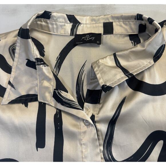 Milk & Honey White Black Long Sleeve Blouse Size 3x Plus Size Used - Picture 5 of 8